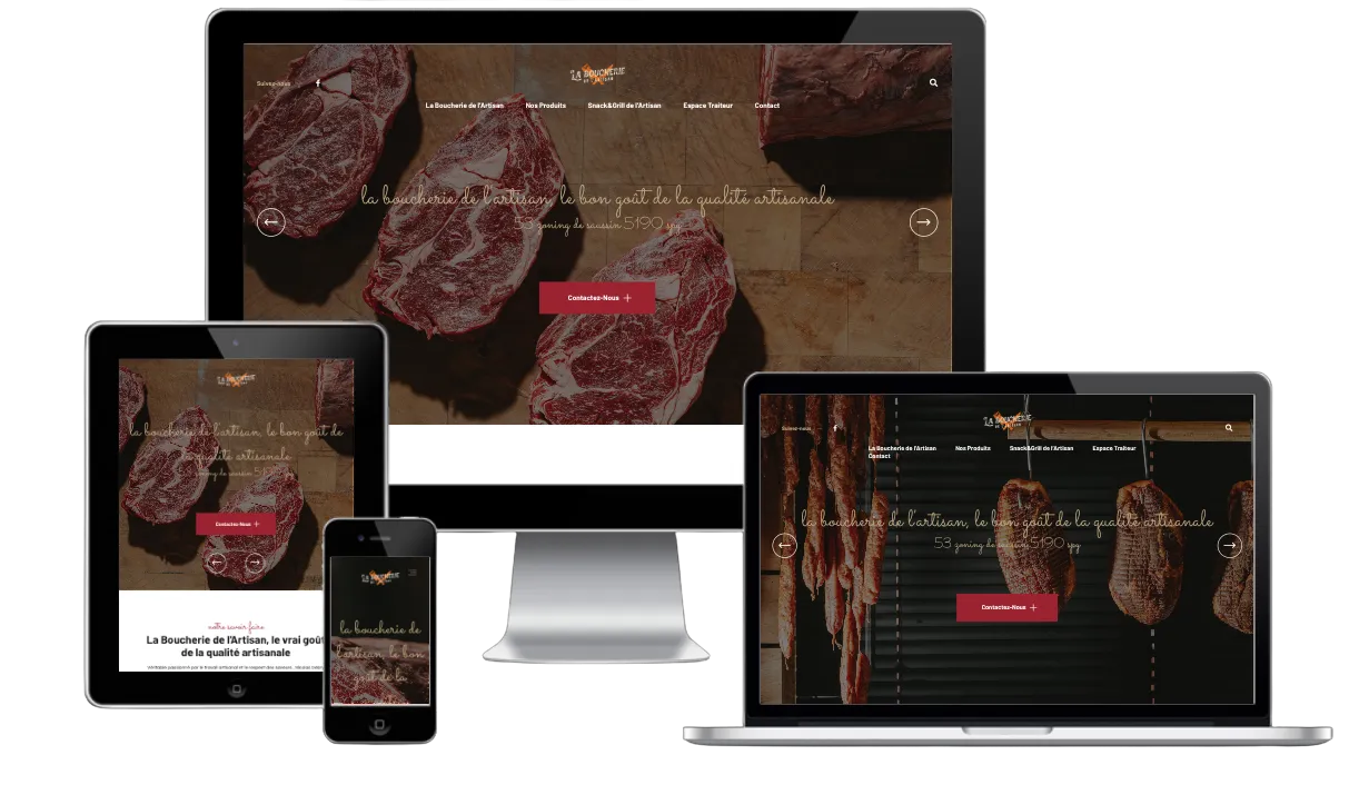 Page d’accueil du site de La Boucherie de l’Artisan à Spy