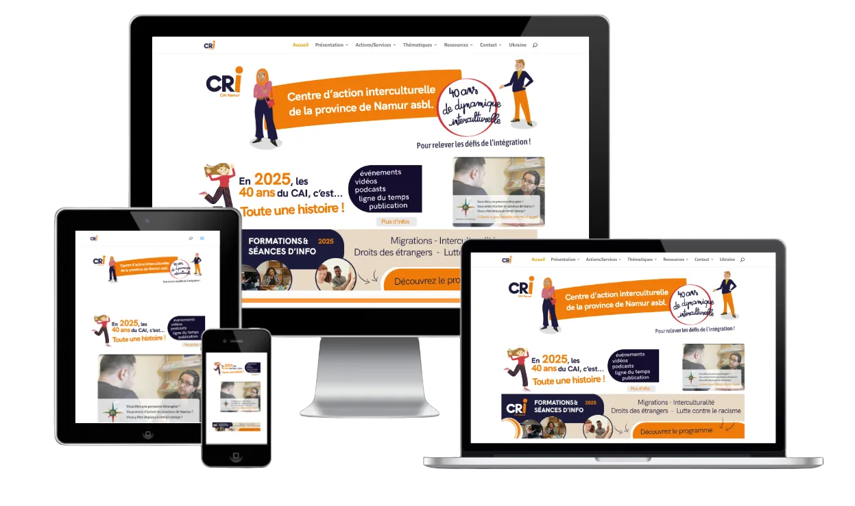 Page d’accueil du site du CAI, Centre d’action interculturelle de la province de Namur