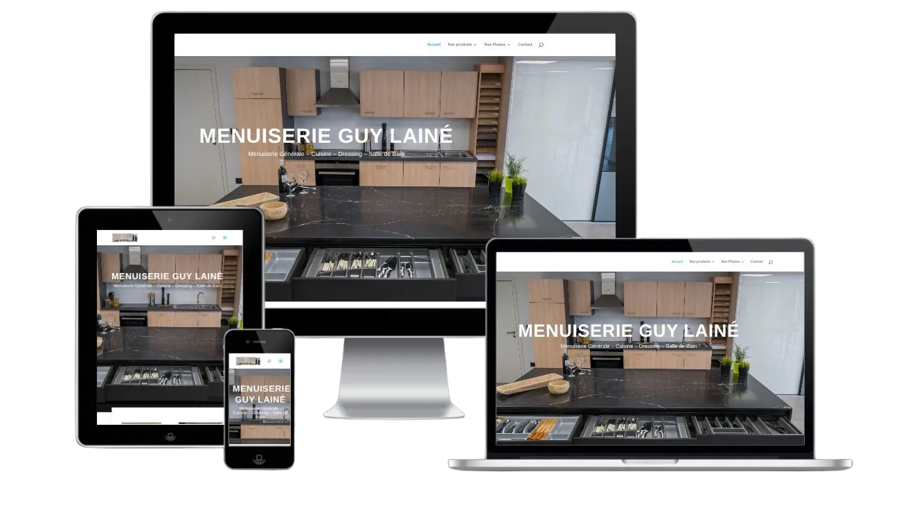 Page d’accueil du site de la Menuiserie Guy Lainé à Fosses-la-Ville