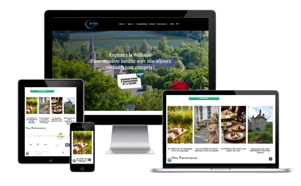 Page d’accueil du site Wel To Wal, séjours tout compris en Wallonie