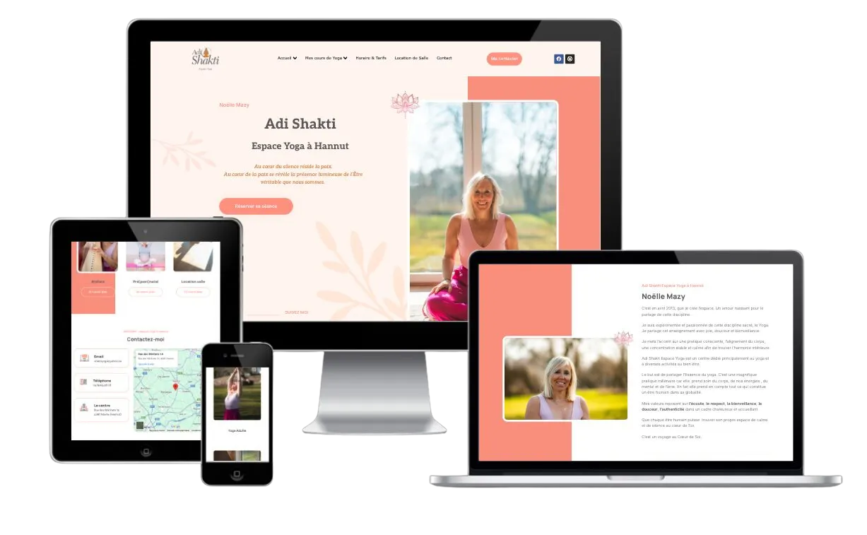 Page d’accueil du site Adi Shakti Espace Yoga à Moxhe (Hannut)