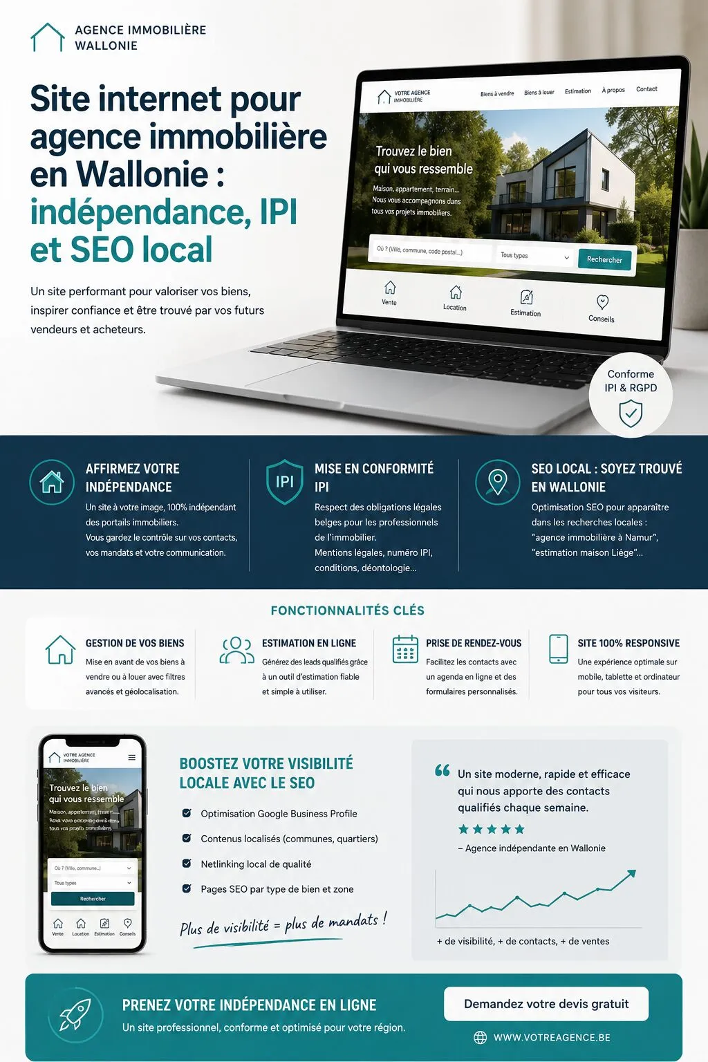 Site internet agence immobilière Wallonie : guide 2026