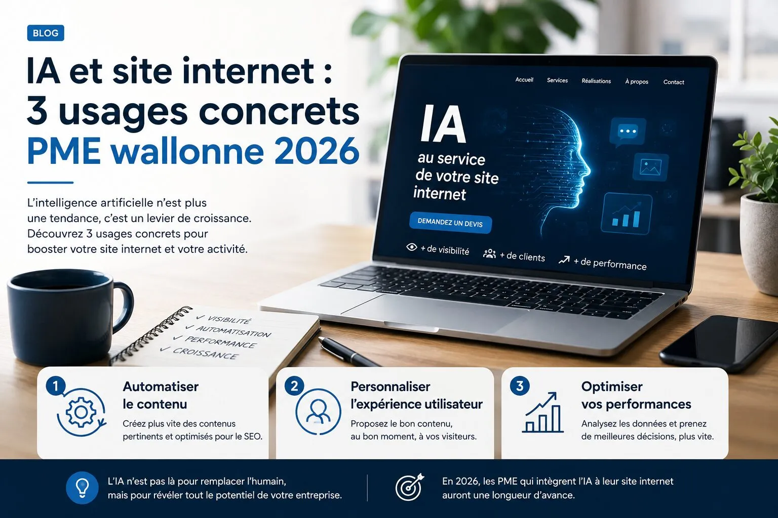 IA et site internet : 3 usages concrets PME wallonne 2026