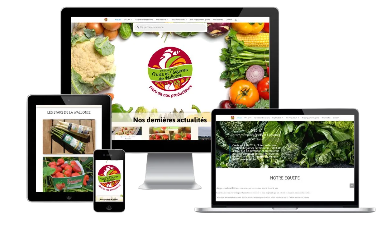 Page d’accueil du site de l’IFEL-W, Interprofession Fruits et Légumes de Wallonie