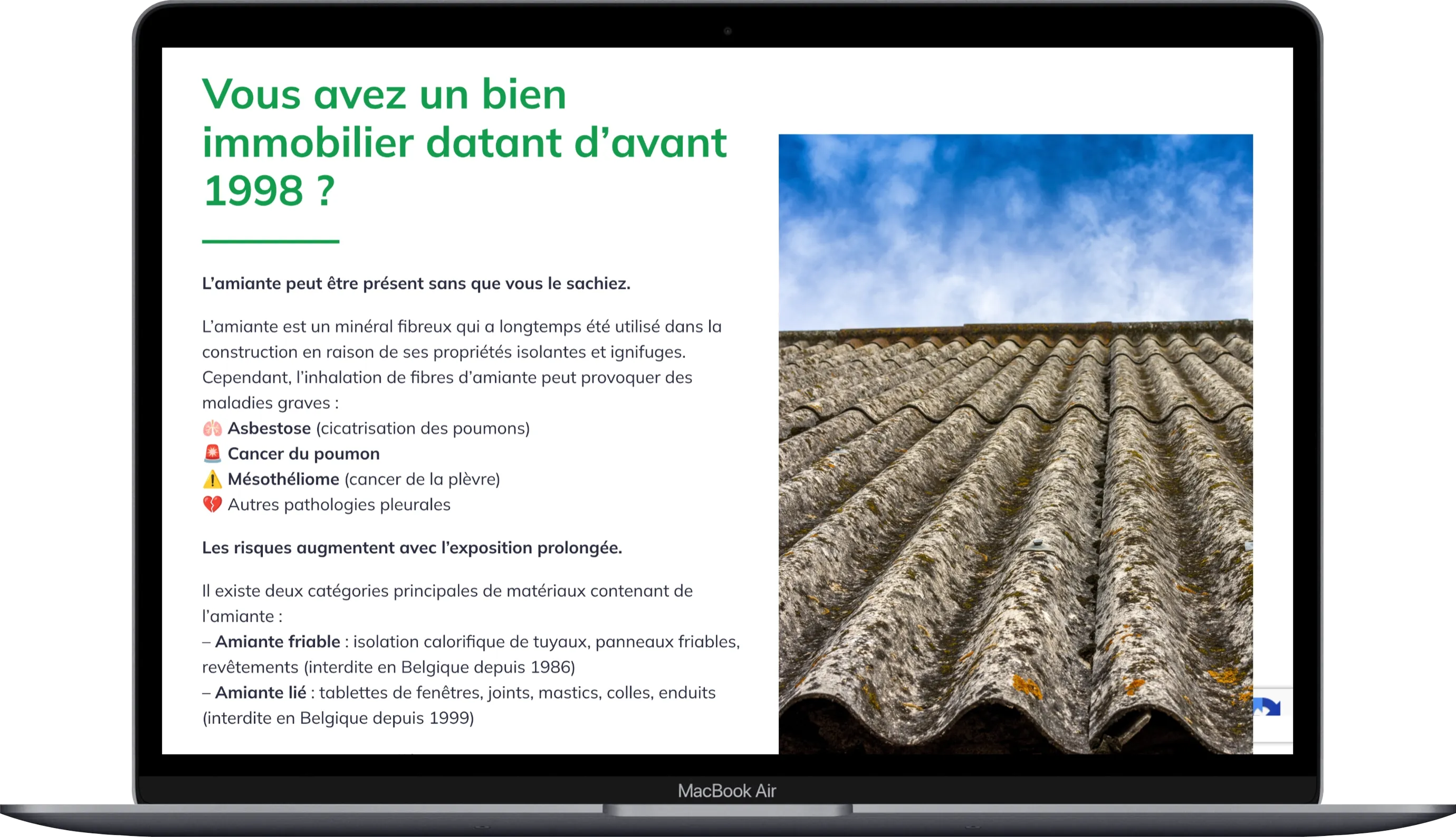 Une page du site BEAM sur ordinateur portable