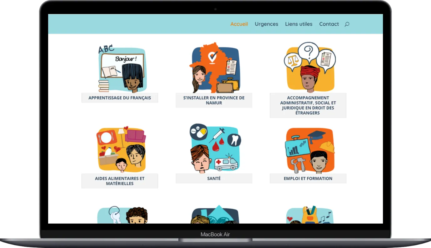 Les thématiques du Guide du Migrant sur ordinateur portable