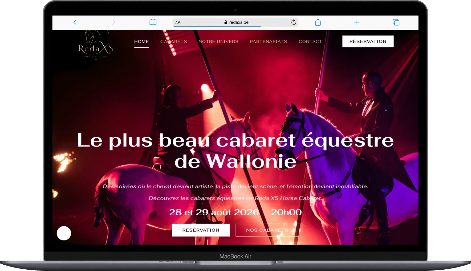 Page d’accueil du site Reda XS Horse Cabaret, cabaret équestre