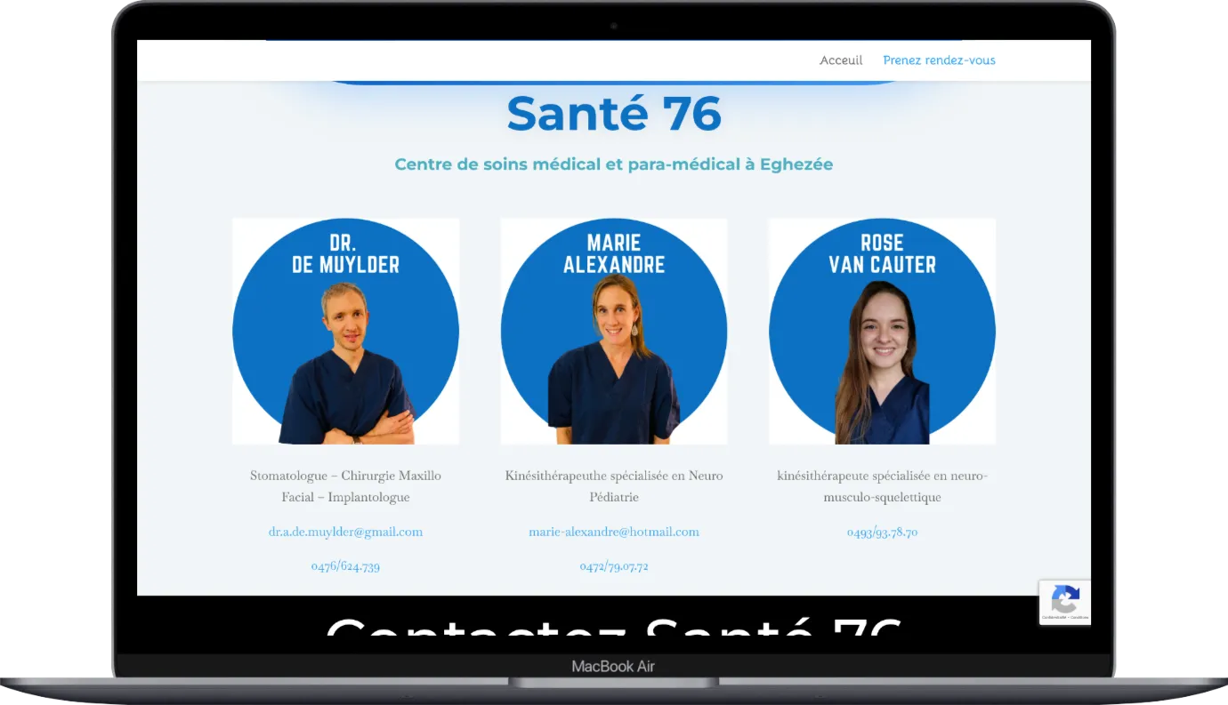 Les pages du site Santé76 sur ordinateur portable