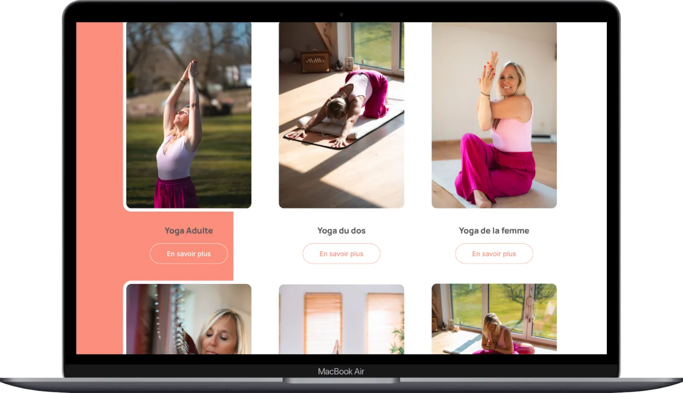 Les pages du site Adi Shakti Yoga sur ordinateur portable
