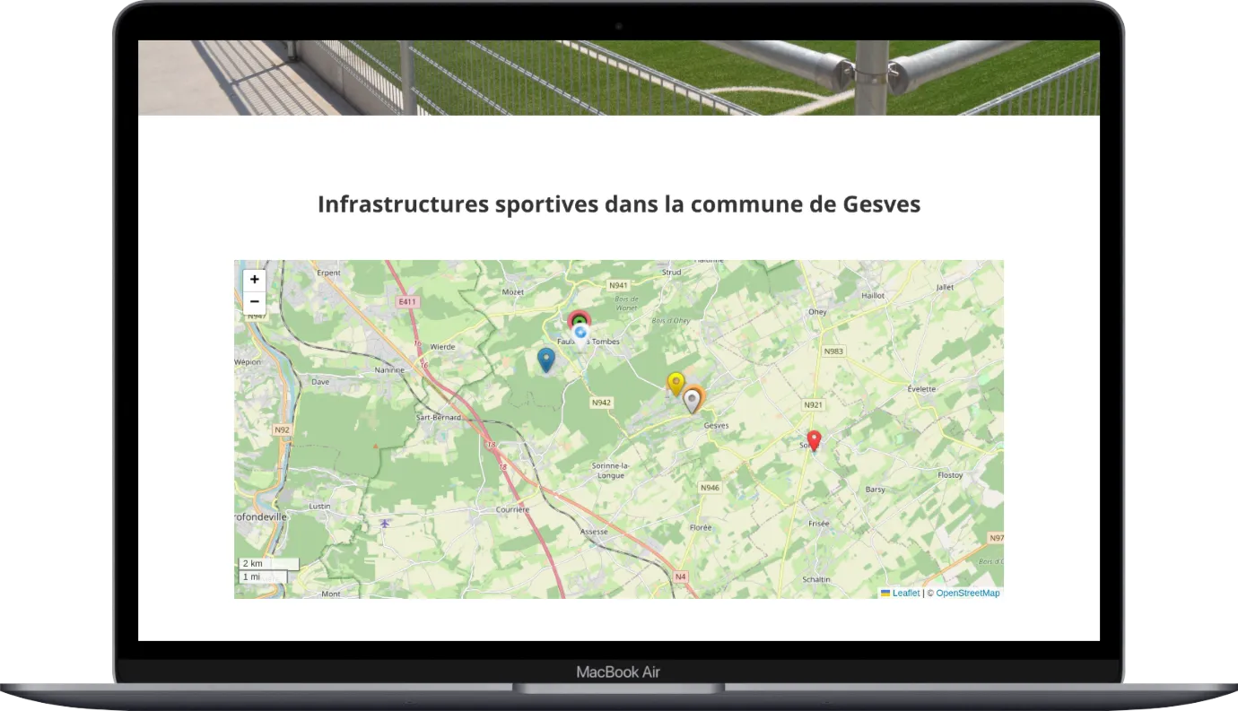 La présentation des activités sur le site Anima Sports