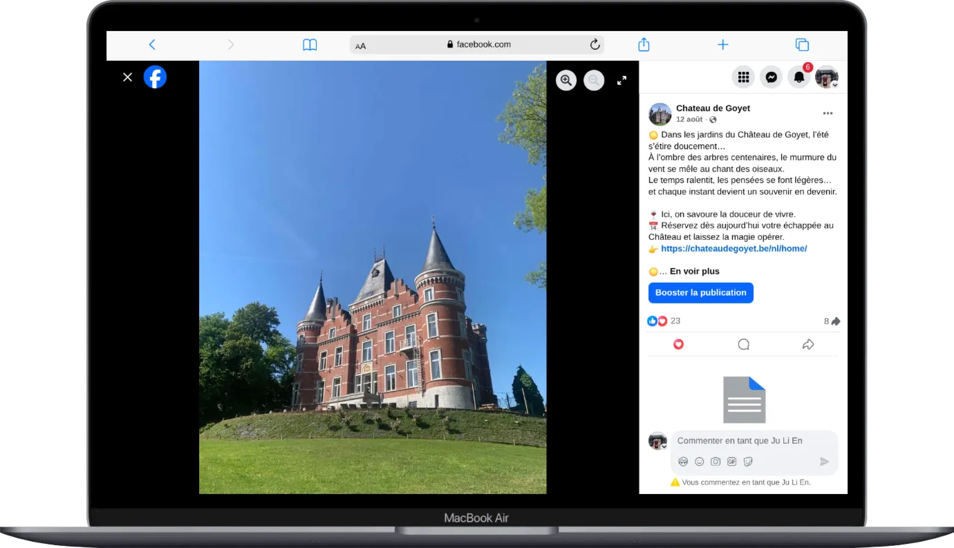 La page Instagram du Château de Goyet